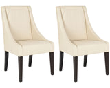 Safavieh - Set of 2 - Britannia Side Chairs 19''H Cream Espresso Wood NC Coating Birch CA Foam Poly FiberSteelBicast Leather MCR4702A-SET2 683726548676