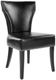Safavieh - Set of 2 - Jappic Side Chairs 22''H Nail Heads Black Espresso Wood Birch CA Foam Poly Fiber Steel Bicast Leather MCR4706C-SET2 683726549260