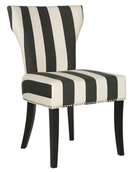 Safavieh - Set of 2 - Jappic Side Chairs 22''H Black White Espresso Wood NC Coating Birch CA Foam Poly FiberSteelPoly Linen MCR4706F-SET2 889048020207