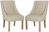 Safavieh - Set of 2 - Morris Arm Dining Chair 20''H Sloping Nail Heads Biege Weathered Oak Wood Birch CA Foam Poly Steel Linen MCR4708C-SET2 889048032002