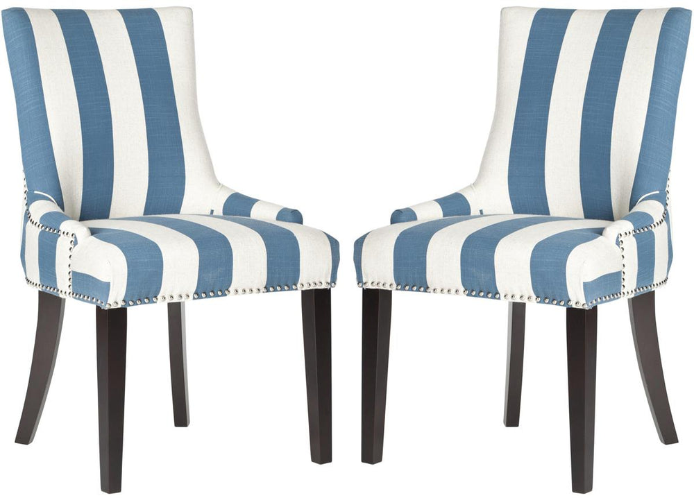 Safavieh Lester 19''H Awning Stripes Dining Chair Silver Nail Heads MCR4709AJ-SET2