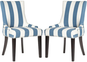Safavieh Lester 19''H Awning Stripes Dining Chair Silver Nail Heads MCR4709AJ-SET2