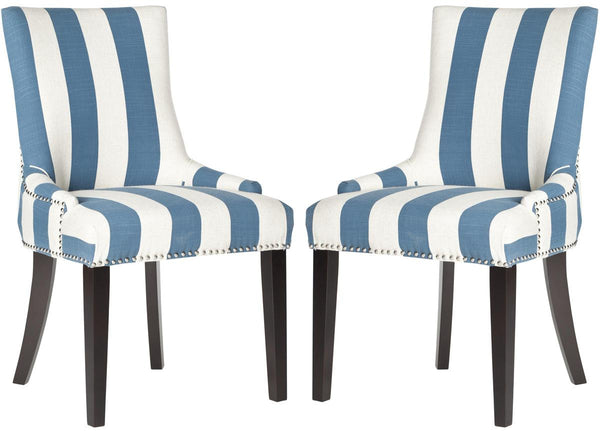 Safavieh Lester 19''H Awning Stripes Dining Chair Silver Nail Heads MCR4709AJ-SET2
