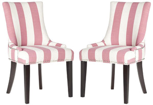 Safavieh Lester 19''H Awning Stripes Dining Chair Silver Nail Heads MCR4709AQ-SET2