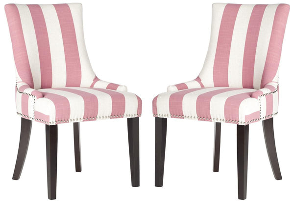 Safavieh Lester 19''H Awning Stripes Dining Chair Silver Nail Heads MCR4709AQ-SET2