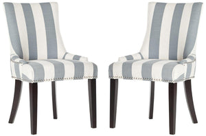 Safavieh Lester 19''H Awning Stripes Dining Chair Silver Nail Heads MCR4709AT-SET2
