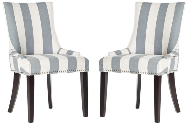 Safavieh Lester 19''H Awning Stripes Dining Chair Silver Nail Heads MCR4709AT-SET2
