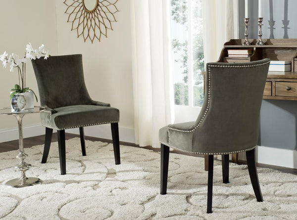 Safavieh Lester 19''H Dining Chair (Set Of 2) Silver Nail Heads MCR4709J-SET2