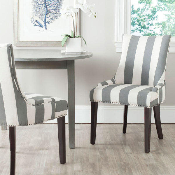 Safavieh Lester 19''H Awning Stripes Dining Chair (Set Of 2) Flat Nail Heads MCR4709X-SET2