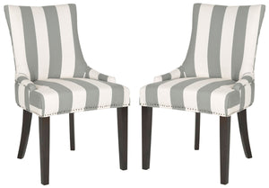 Safavieh Lester 19''H Awning Stripes Dining Chair (Set Of 2) Flat Nail Heads MCR4709X-SET2