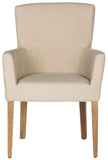 Safavieh Dale Arm Chair Hemp White Wash Wood NC Coating Birch CA Foam Poly Fiber Linen MCR4710E 683726780359