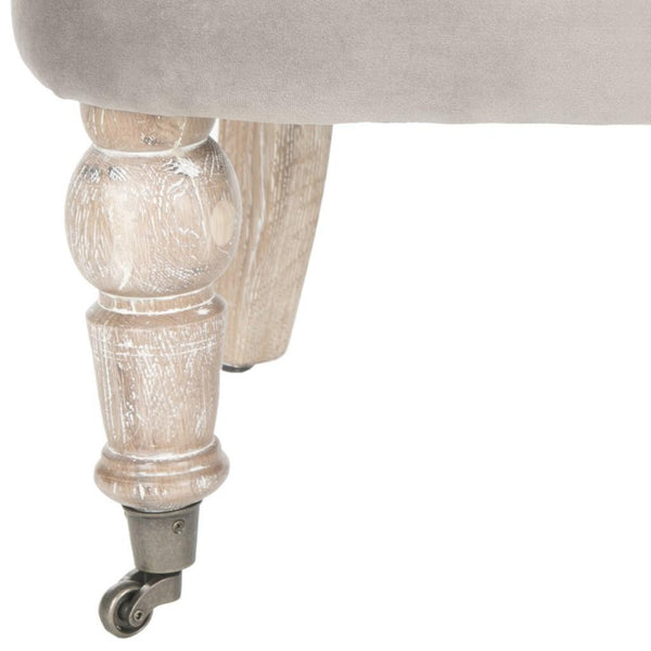 Safavieh Carlin Chair Tufted Mushroom Taupe White Wash Wood NC Coating Birch CA Foam Poly Fiber Cotton MCR4711C 683726979814