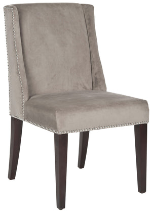 Safavieh - Set of 2 - Humphry Dining Chair 21''H Nail Heads Mushroom Taupe Cherry Mahogany Wood Birch CA Foam Poly Steel Cotton MCR4713B-SET2 683726661924