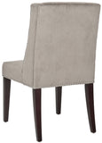 Safavieh - Set of 2 - Humphry Dining Chair 21''H Nail Heads Mushroom Taupe Cherry Mahogany Wood Birch CA Foam Poly Steel Cotton MCR4713B-SET2 683726661924