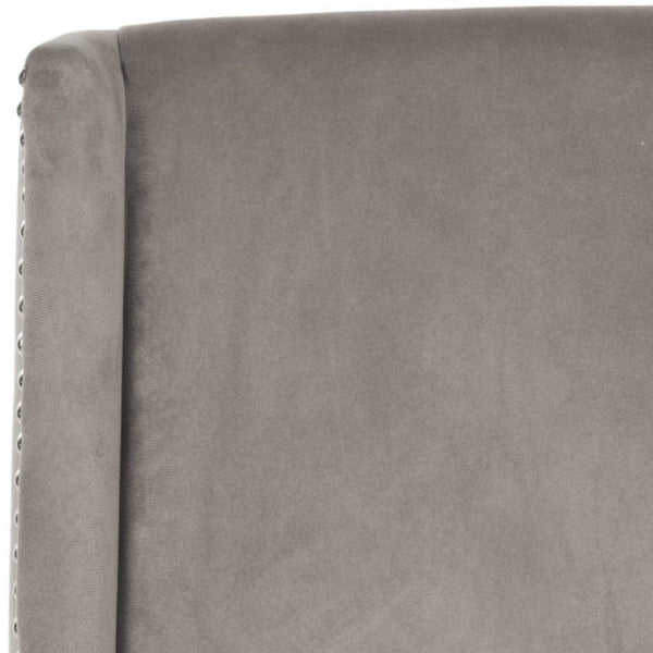 Safavieh - Set of 2 - Humphry Dining Chair 21''H Nail Heads Mushroom Taupe Cherry Mahogany Wood Birch CA Foam Poly Steel Cotton MCR4713B-SET2 683726661924