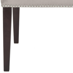 Safavieh - Set of 2 - Humphry Dining Chair 21''H Nail Heads Mushroom Taupe Cherry Mahogany Wood Birch CA Foam Poly Steel Cotton MCR4713B-SET2 683726661924