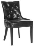 Safavieh - Set of 2 - Harlow Chair 19''H Tufted Ring Nail Heads Black Espresso Wood Birch Poly Fiber Steel Bicast Leather MCR4716C-SET2 683726342052