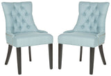 Safavieh - Set of 2 - Harlow Chair 19''H Tufted Ring Nail Head Blue Espresso Wood Birch CA Foam Poly Fiber Steel Cotton Linen MCR4716E-SET2 683726342137