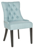 Safavieh - Set of 2 - Harlow Chair 19''H Tufted Ring Nail Head Blue Espresso Wood Birch CA Foam Poly Fiber Steel Cotton Linen MCR4716E-SET2 683726342137
