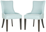 Safavieh - Set of 2 - Gretchen Side Chair 20''H Nail Heads Light Blue Espresso Wood Birch CA Foam Poly Fiber Steel Cotton Linen MCR4718B-SET2 683726505600