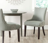 Safavieh - Set of 2 - Gretchen Side Chair 20''H Nail Heads Granite Espresso Wood NC Coating Birch CA Foam Poly FiberSteelLinen MCR4718C-SET2 683726511380
