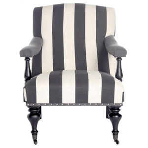 Safavieh Devona Arm Chair Awning Stripe Nail Heads Charcoal White Wood NC Coating Birch CA Foam Poly FiberSteelPolyester Linen MCR4731D 889048024151