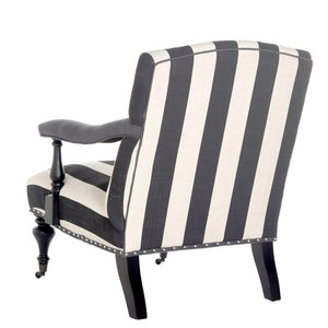Safavieh Devona Arm Chair Awning Stripe Nail Heads Charcoal White Wood NC Coating Birch CA Foam Poly FiberSteelPolyester Linen MCR4731D 889048024151