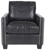 Horace Club Chair Leather Nail Heads Antique Black NC Coating Birch Plywood CA Foam Poly Fiber Stainless Steel PU