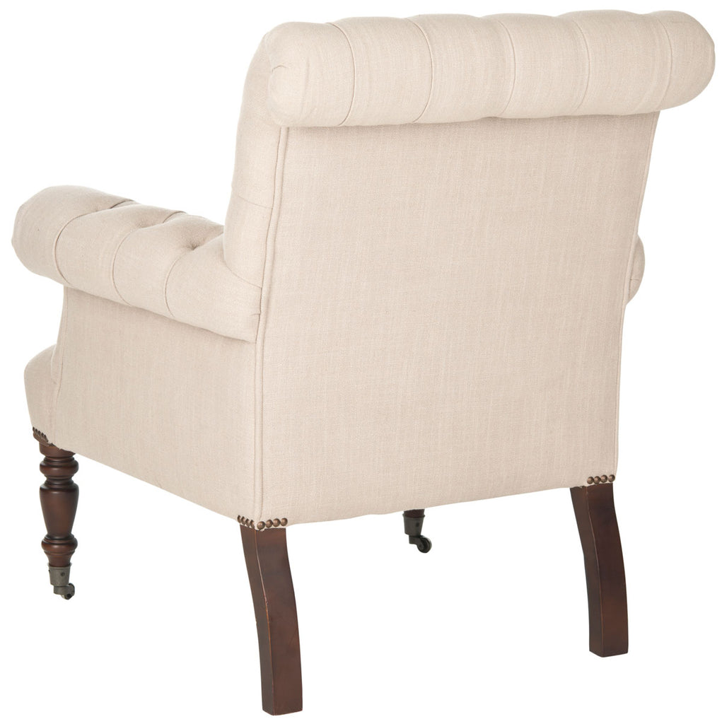 Safavieh Bennet Club Chair True Taupe Black NC Coating Birch Plywood CA Foam Poly Fiber Stainless Steel Linen Polyester MCR4737A 683726697299