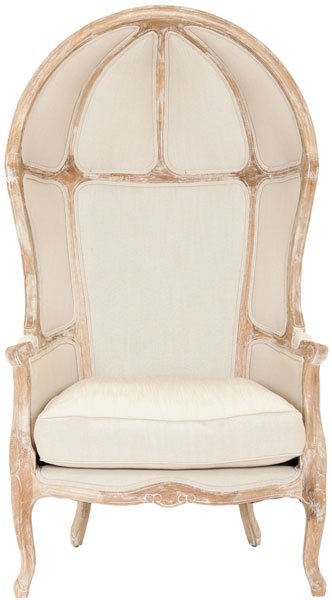 Safavieh Sabine Balloon Chair Linen Bleached Oak Natural Fabric Wood Couture MCR4900A 683726497509