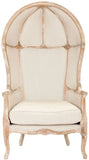 Safavieh Sabine Balloon Chair Linen Bleached Oak Natural Fabric Wood Couture MCR4900A 683726497509