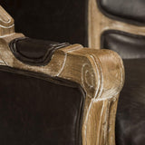 Safavieh Sabine Balloon Chair Leather Whiteed Brown Fabric Wood Oak Couture MCR4900D 889048283541