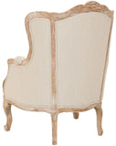 Safavieh Fallon Wing Chair Linen Bleached Oak Natural Fabric Wood Couture MCR4901A 683726497530