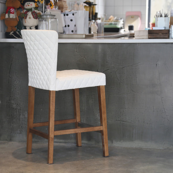 Albie Diamond Stitching Leatherette Counter Stool Danburry White