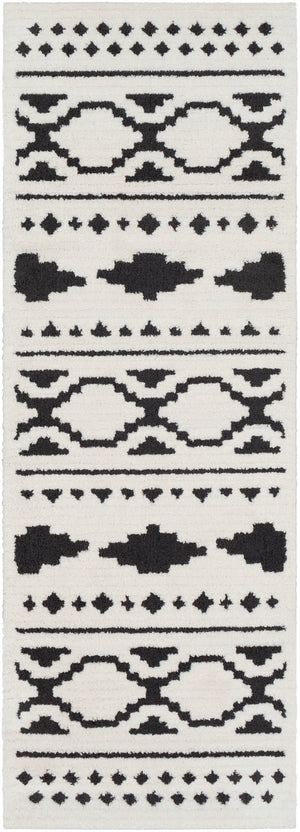 Moroccan Shag MCS-2305 Global Polypropylene, Polyester Rug MCS2305-2773 Black, Charcoal, White 65% Polypropylene, 35% Polyester 2'7" x 7'3"