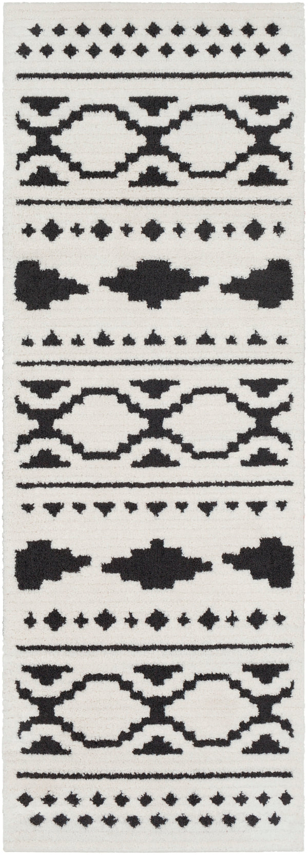 Moroccan Shag MCS-2305 Global Polypropylene, Polyester Rug MCS2305-2773 Black, Charcoal, White 65% Polypropylene, 35% Polyester 2'7" x 7'3"