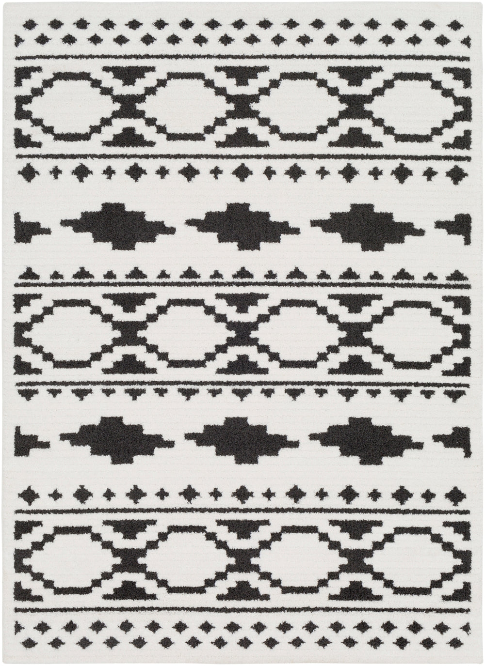 Moroccan Shag MCS-2305 Global Polypropylene, Polyester Rug MCS2305-6796 Black, Charcoal, White 65% Polypropylene, 35% Polyester 6'7" x 9'6"