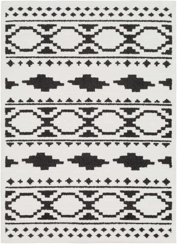 Moroccan Shag MCS-2305 Global Polypropylene, Polyester Rug MCS2305-6796 Black, Charcoal, White 65% Polypropylene, 35% Polyester 6'7" x 9'6"