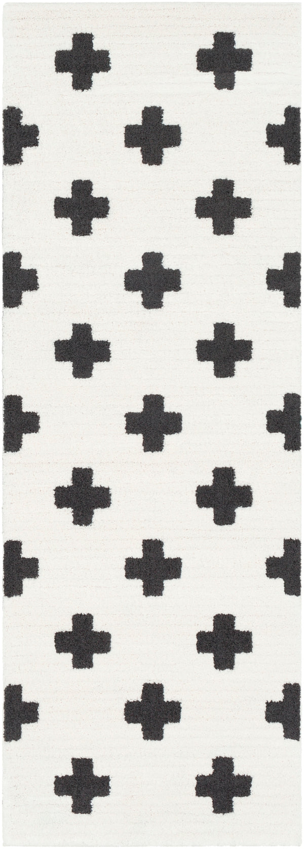 Moroccan Shag MCS-2306 Modern Polypropylene, Polyester Rug MCS2306-2773 Black, Charcoal, White 65% Polypropylene, 35% Polyester 2'7" x 7'3"
