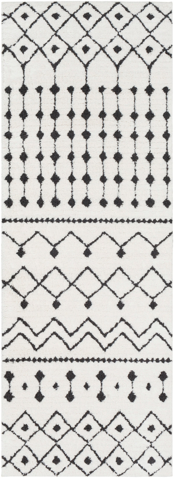 Moroccan Shag MCS-2309 Global Polypropylene, Polyester Rug MCS2309-2773 Black, Charcoal, White 65% Polypropylene, 35% Polyester 2'7" x 7'3"