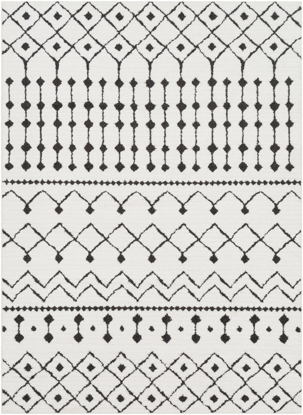 Moroccan Shag MCS-2309 Global Polypropylene, Polyester Rug MCS2309-5373 Black, Charcoal, White 65% Polypropylene, 35% Polyester 5'3" x 7'3"