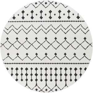 Moroccan Shag MCS-2309 Global Polypropylene, Polyester Rug MCS2309-67RD Black, Charcoal, White 65% Polypropylene, 35% Polyester 6'7" Round
