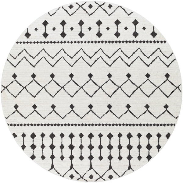 Moroccan Shag MCS-2309 Global Polypropylene, Polyester Rug MCS2309-67RD Black, Charcoal, White 65% Polypropylene, 35% Polyester 6'7" Round