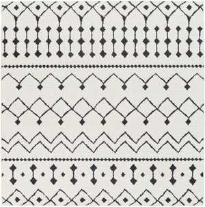 Moroccan Shag MCS-2309 Global Polypropylene, Polyester Rug MCS2309-67SQ Black, Charcoal, White 65% Polypropylene, 35% Polyester 6'7" Square