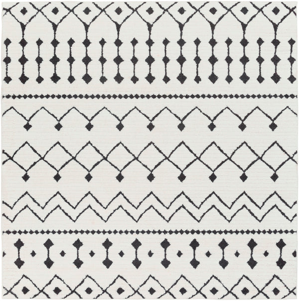 Moroccan Shag MCS-2309 Global Polypropylene, Polyester Rug MCS2309-67SQ Black, Charcoal, White 65% Polypropylene, 35% Polyester 6'7" Square