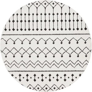 Moroccan Shag MCS-2309 Global Polypropylene, Polyester Rug MCS2309-710RD Black, Charcoal, White 65% Polypropylene, 35% Polyester 7'10" Round