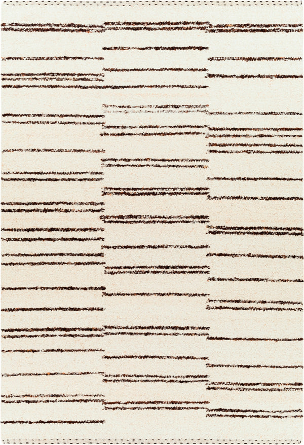 Machu Picchu MCU-1005 Global Wool, Polyester Rug MCU1005-69 Cream, Dark Brown, Black 90% Wool, 10% Polyester 6' x 9'