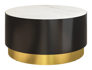 English Elm EE2894 Marble, MDF, Iron Modern Commercial Grade Coffee Table White, Black, Gold Marble, MDF, Iron