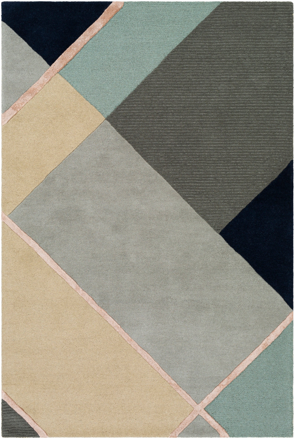 Mid Century MCY-2301 Modern Wool, Viscose Rug MCY2301-81012 Taupe, Medium Gray, Light Gray, Navy, Blush, Wheat 80% Wool, 20% Viscose 8'10" x 12'