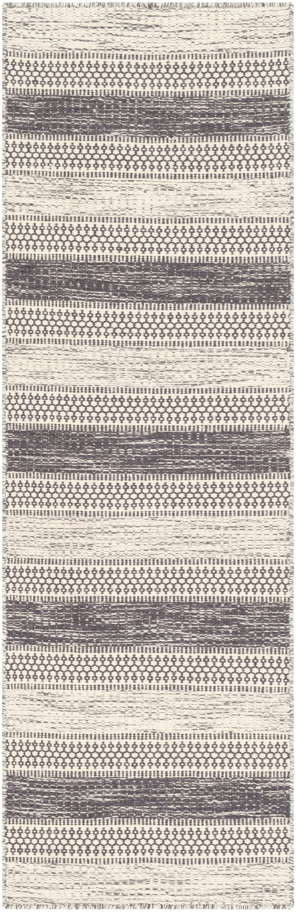 Mardin MDI-2301 Global Wool Rug MDI2301-268 Black, Ivory 100% Wool 2'6" x 8'